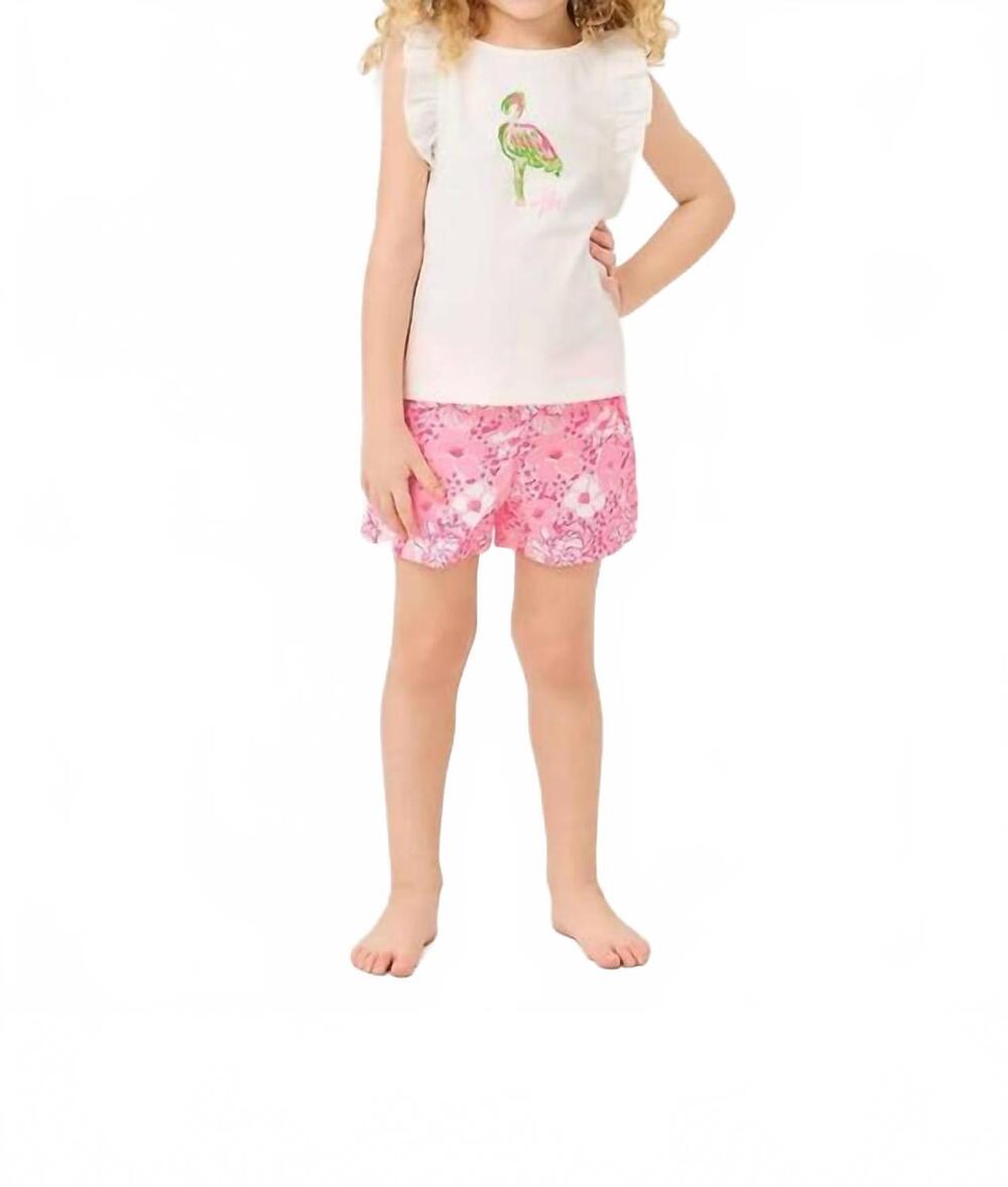NEW LILLY PULITZER girl's clementine short in conch shell pink burst of joy